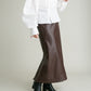 faux leather tight skirt (brown) *JP