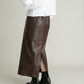 faux leather tight skirt (brown) *JP