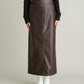 faux leather tight skirt (brown) *JP