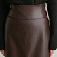 faux leather tight skirt (brown) *JP