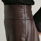 faux leather tight skirt (brown) *JP