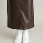 faux leather tight skirt (brown) *JP