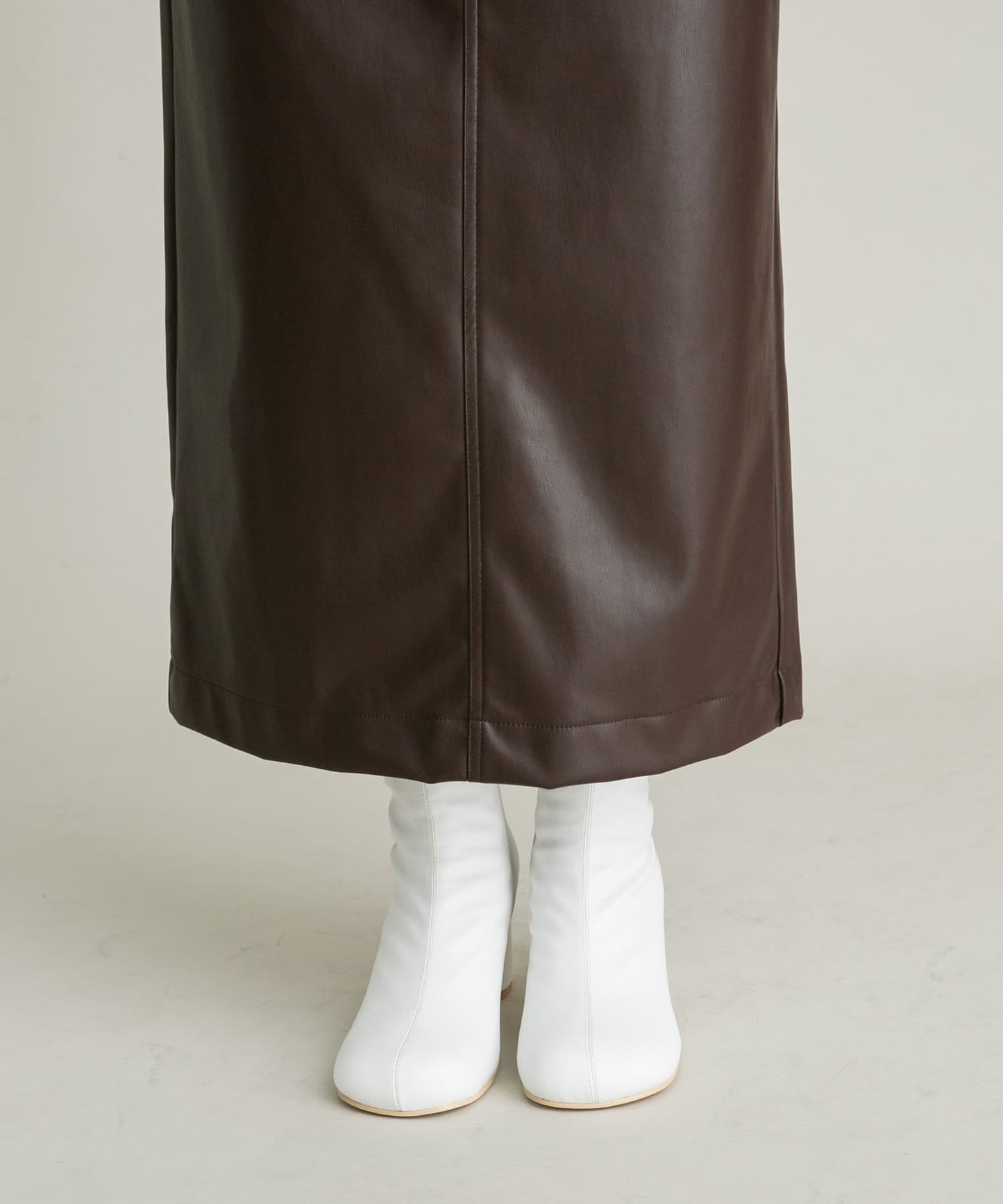 faux leather tight skirt (brown) *JP