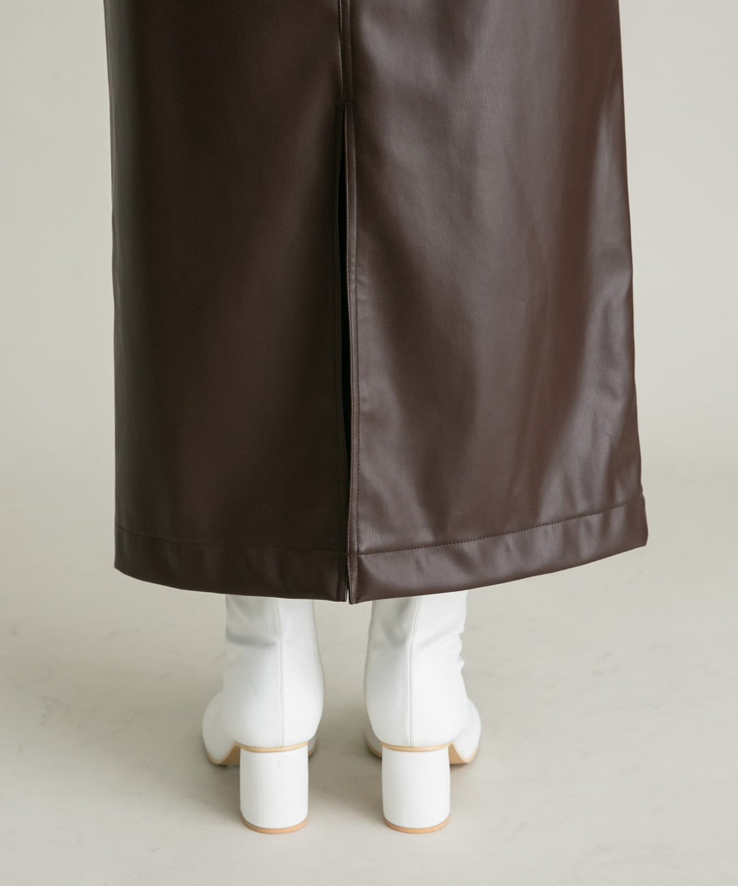 faux leather tight skirt (brown) *JP