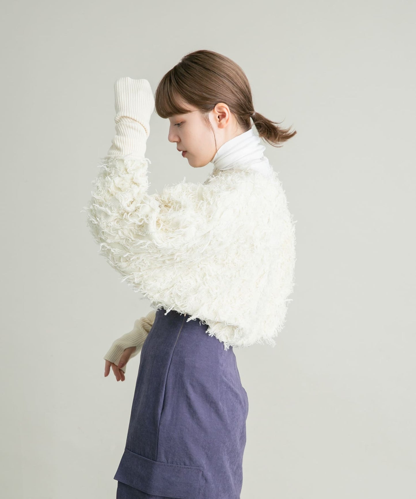 2way fringe cardigan (ivory) *JP