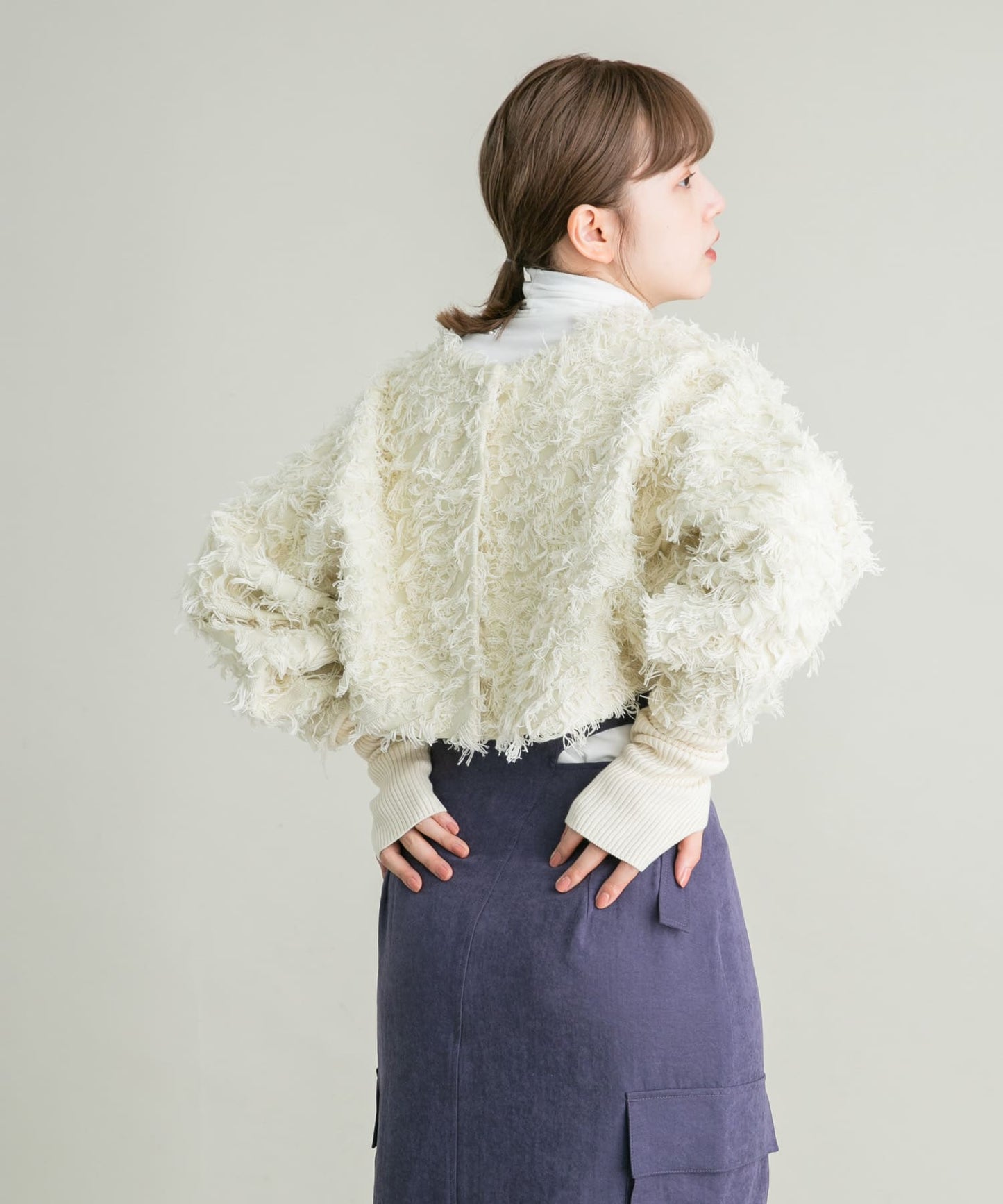 2way fringe cardigan (ivory) *JP