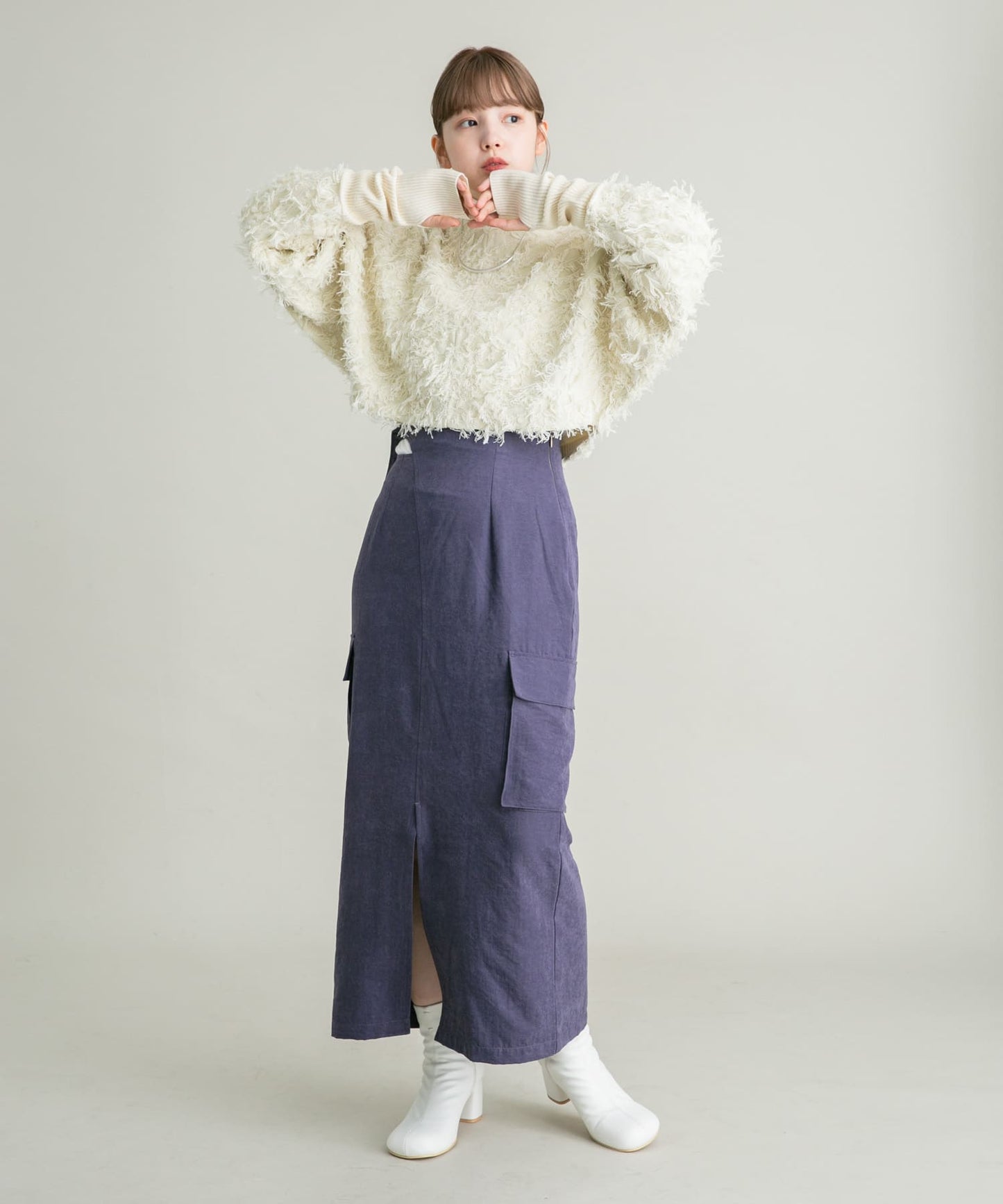 2way fringe cardigan (ivory) *JP