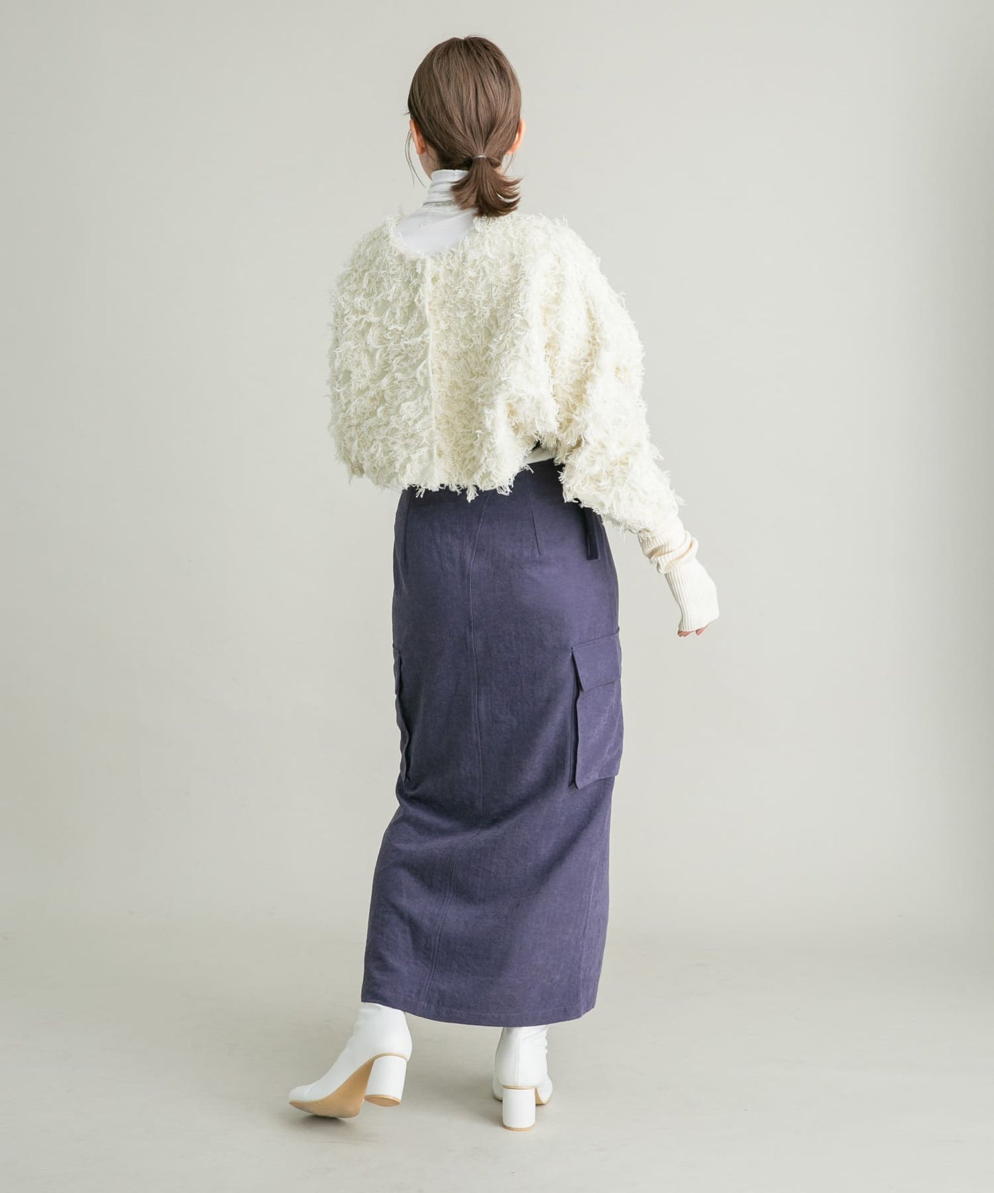 2way fringe cardigan (ivory) *JP