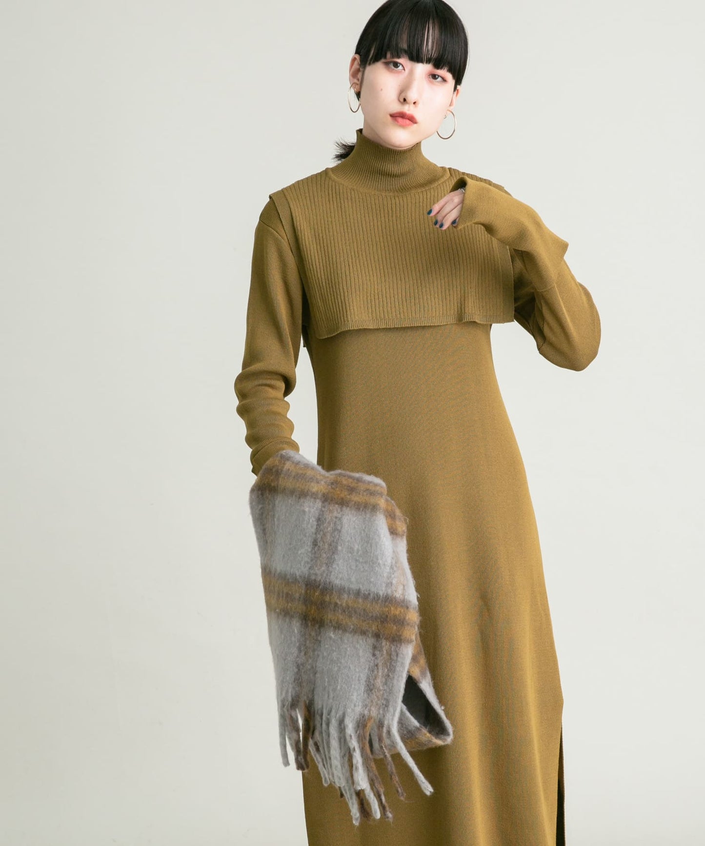 overshawl knit ops (khaki) *JP