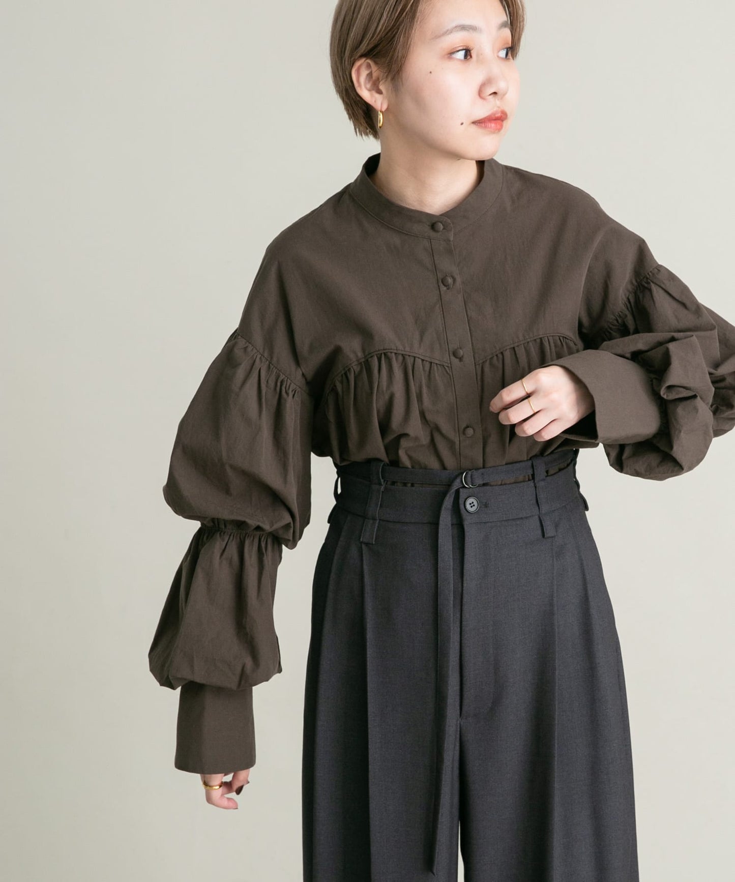 double sleeve shirt (brown) *JP