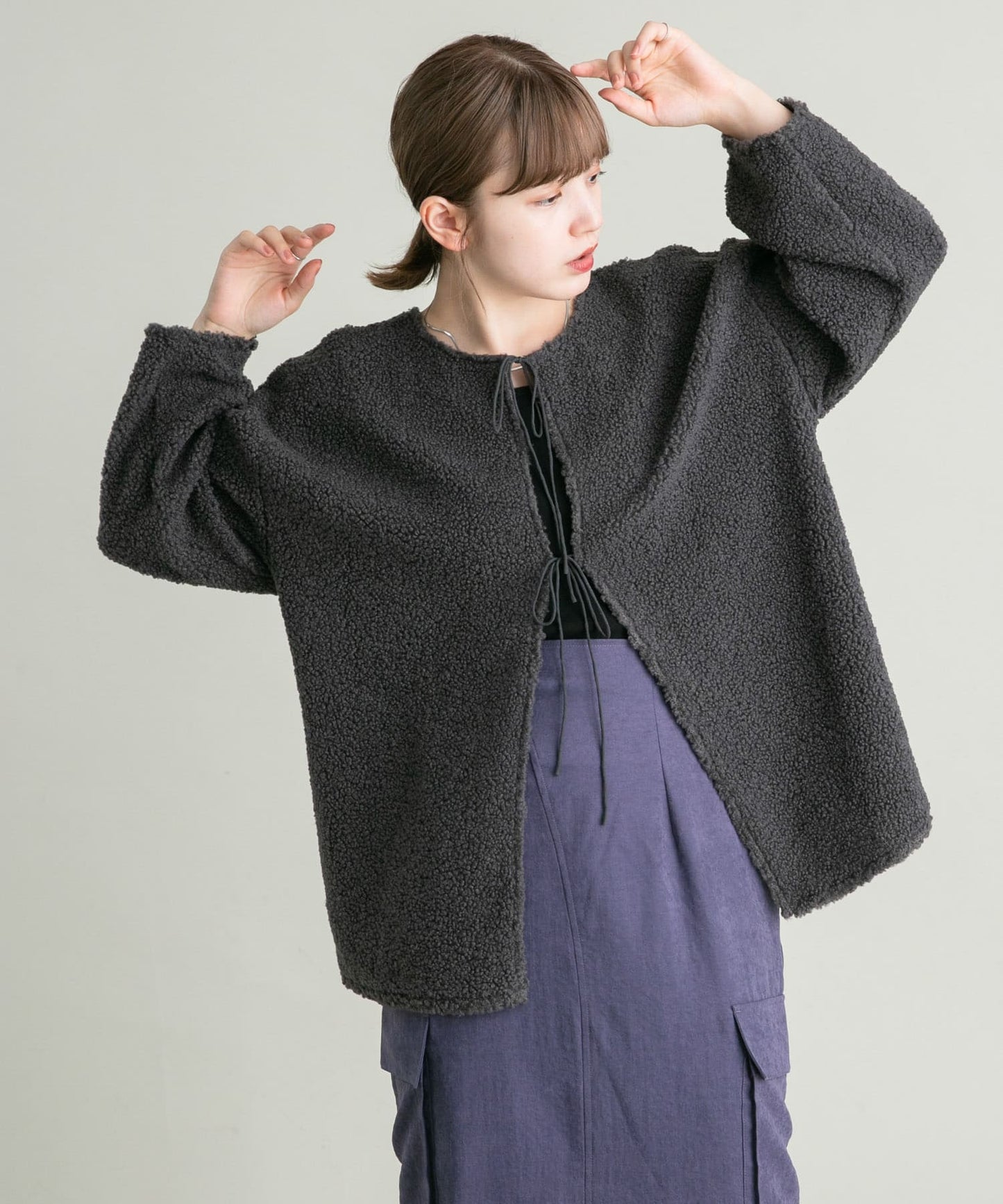 2way ribbon outer (charcoal) *JP