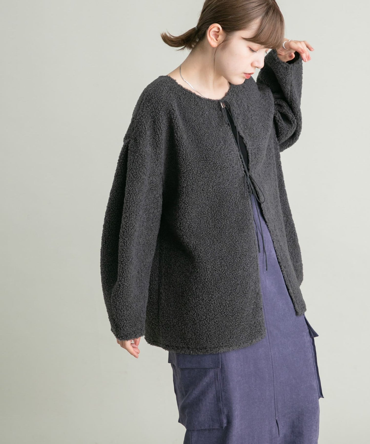 2way ribbon outer (charcoal) *JP