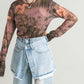 graphic sheer top (flower) *JP