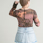 graphic sheer top (flower) *JP