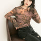 graphic sheer top (flower) *JP