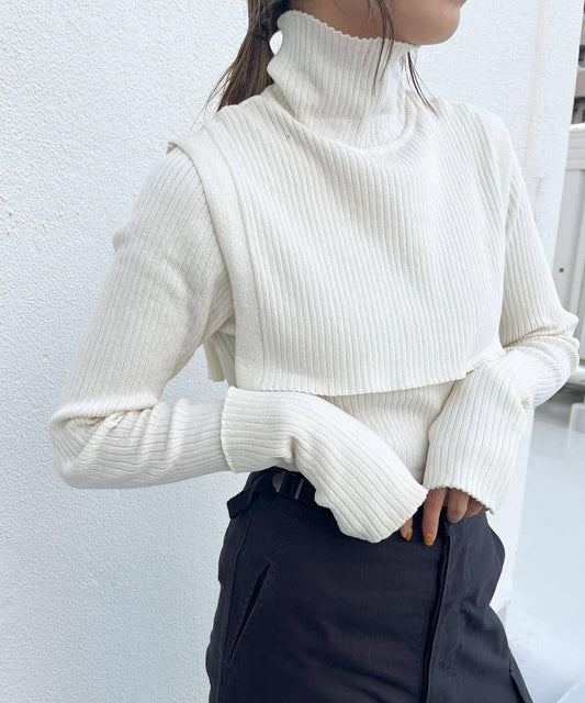 overshawl high neck knit (ivory) *JP