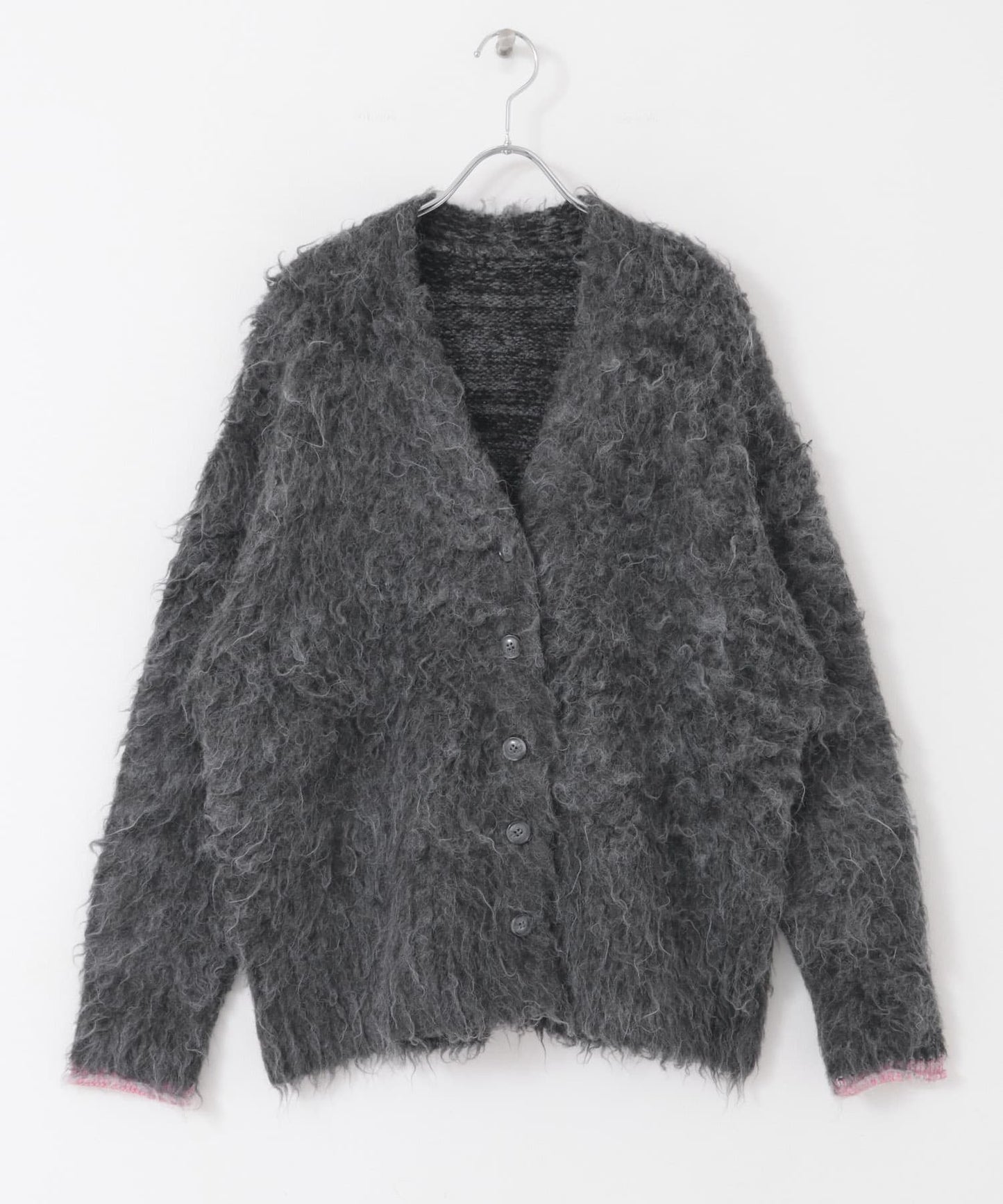 shaggy cardigan (charcoal) *JP