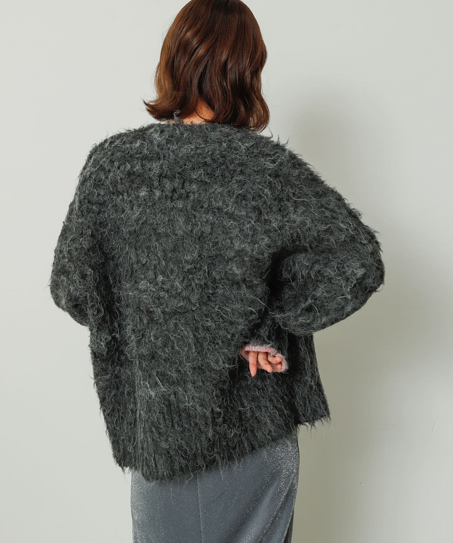 shaggy cardigan (charcoal) *JP