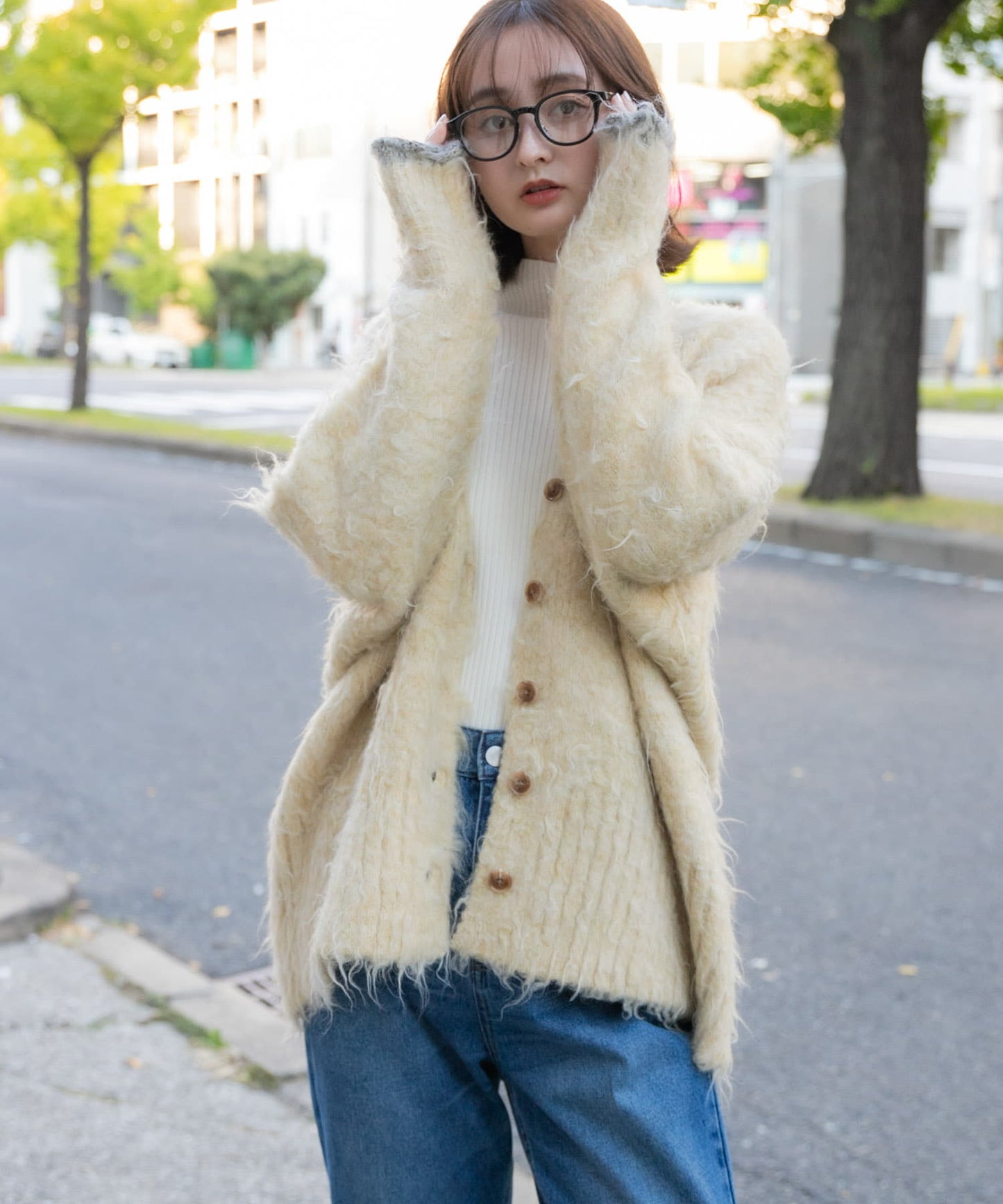 shaggy cardigan (yellow) *JP