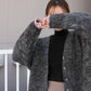 shaggy cardigan (charcoal) *JP