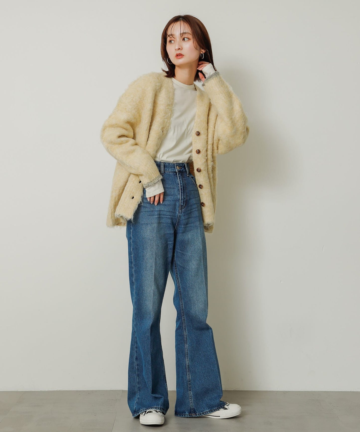 shaggy cardigan (yellow) *JP