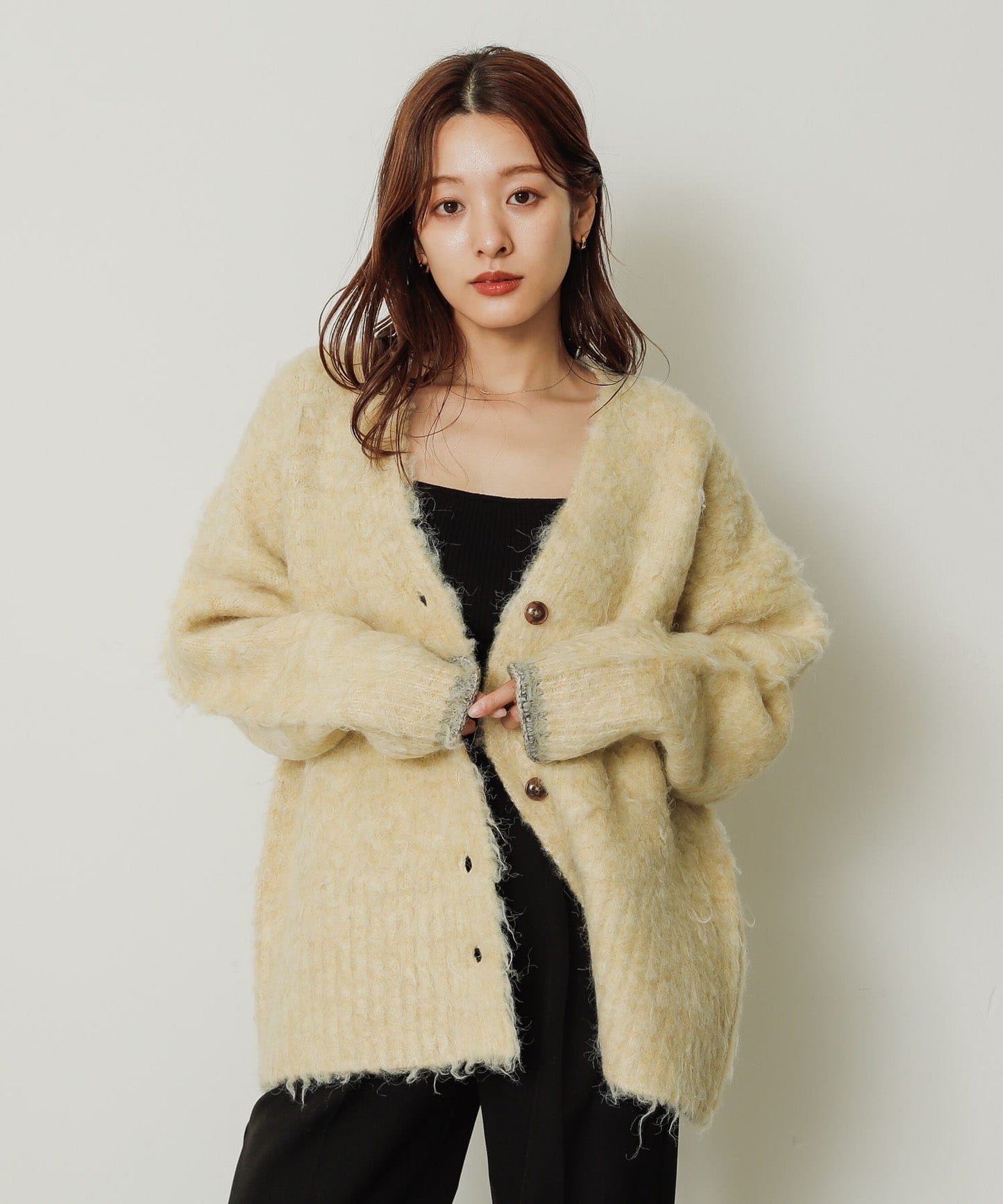 shaggy cardigan (yellow) *JP