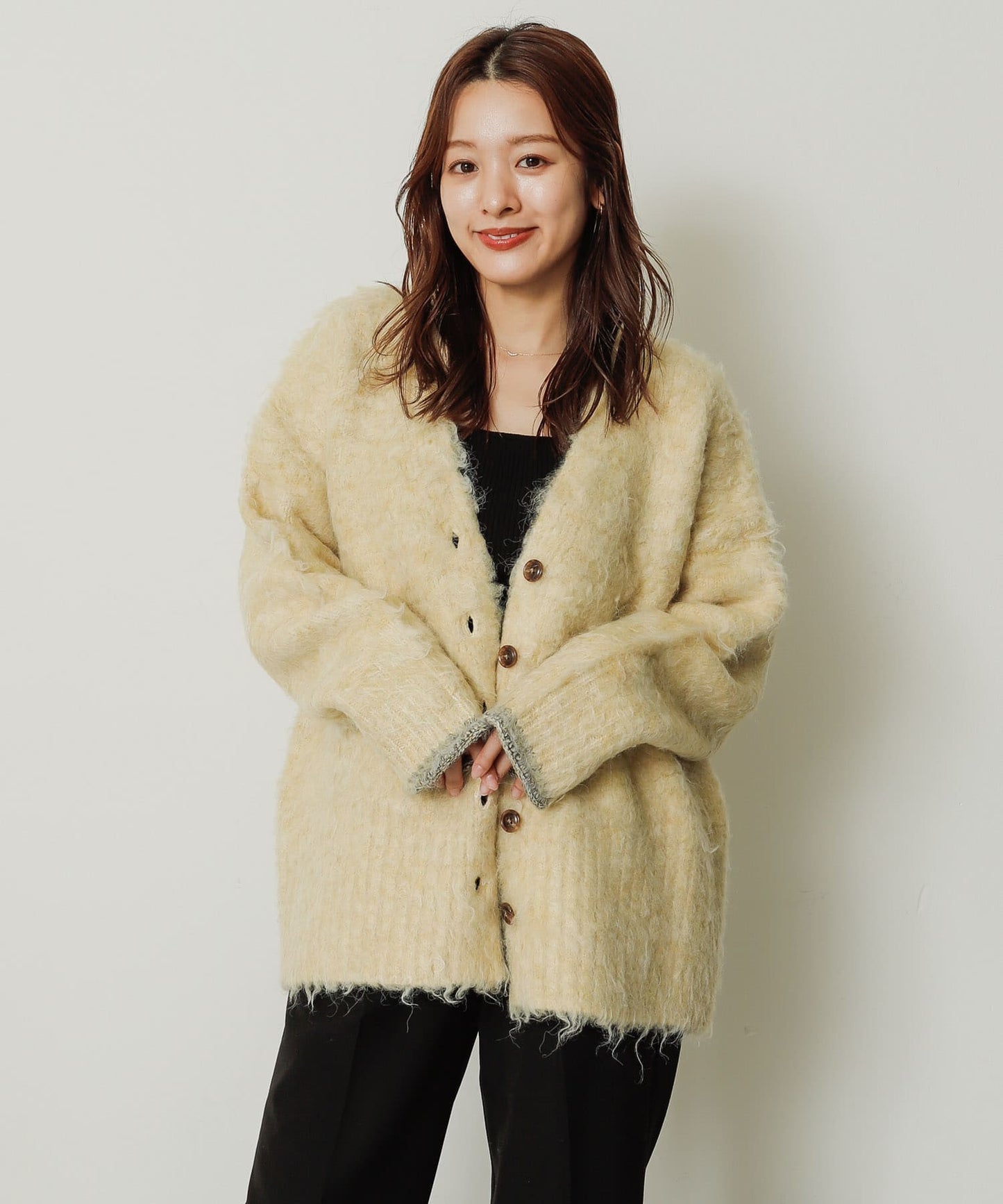 shaggy cardigan (yellow) *JP