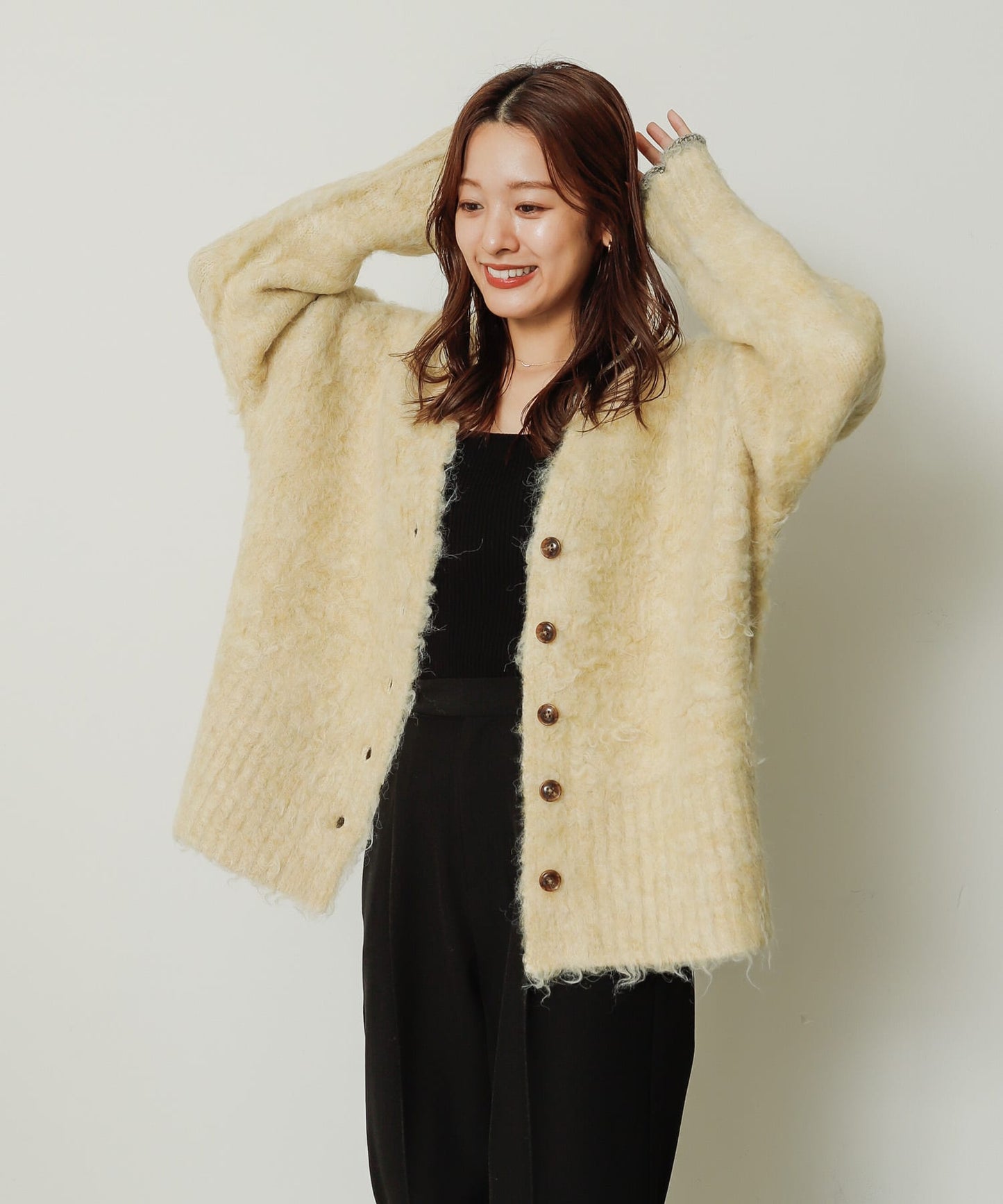 shaggy cardigan (yellow) *JP