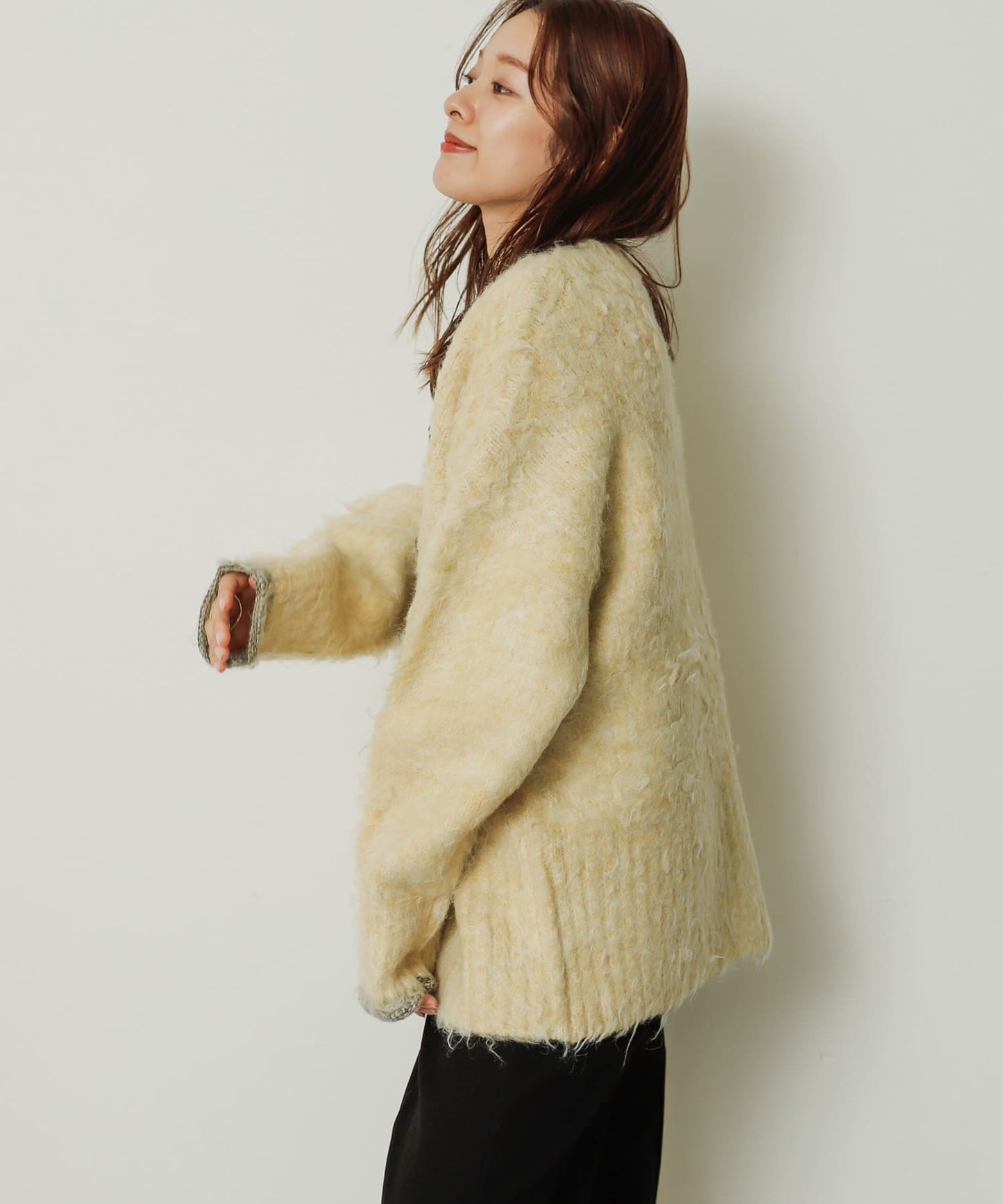 shaggy cardigan (yellow) *JP