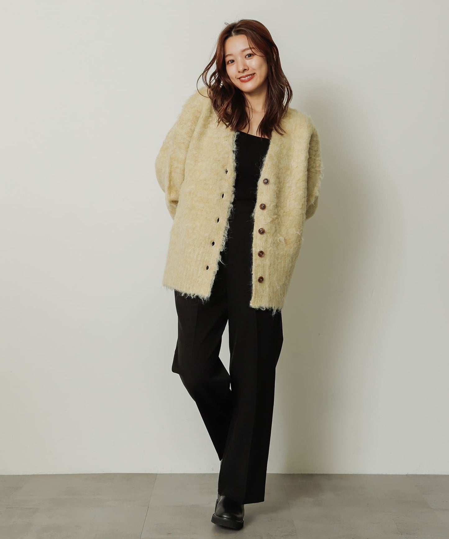 shaggy cardigan (yellow) *JP