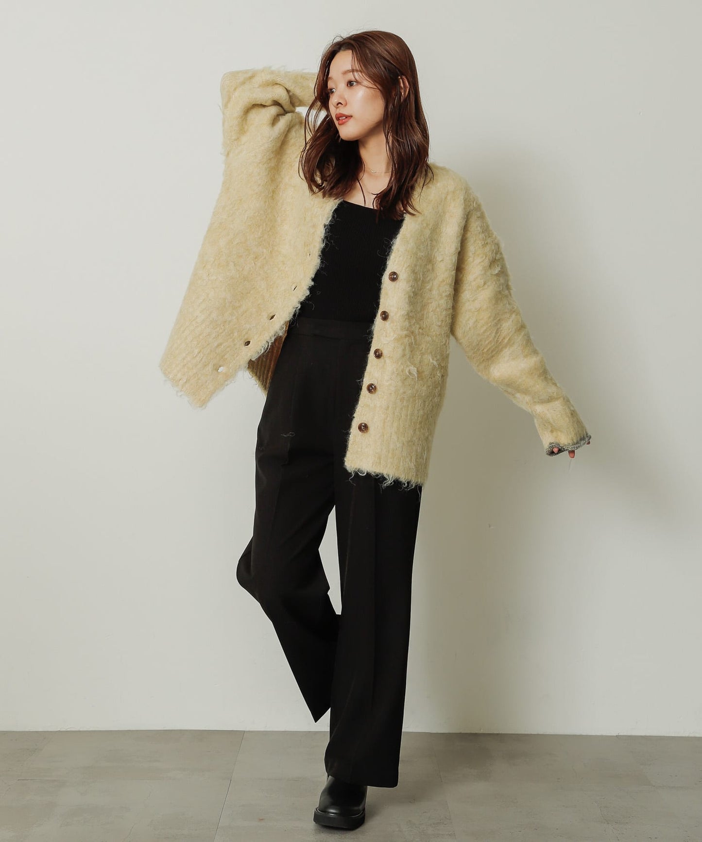 shaggy cardigan (yellow) *JP