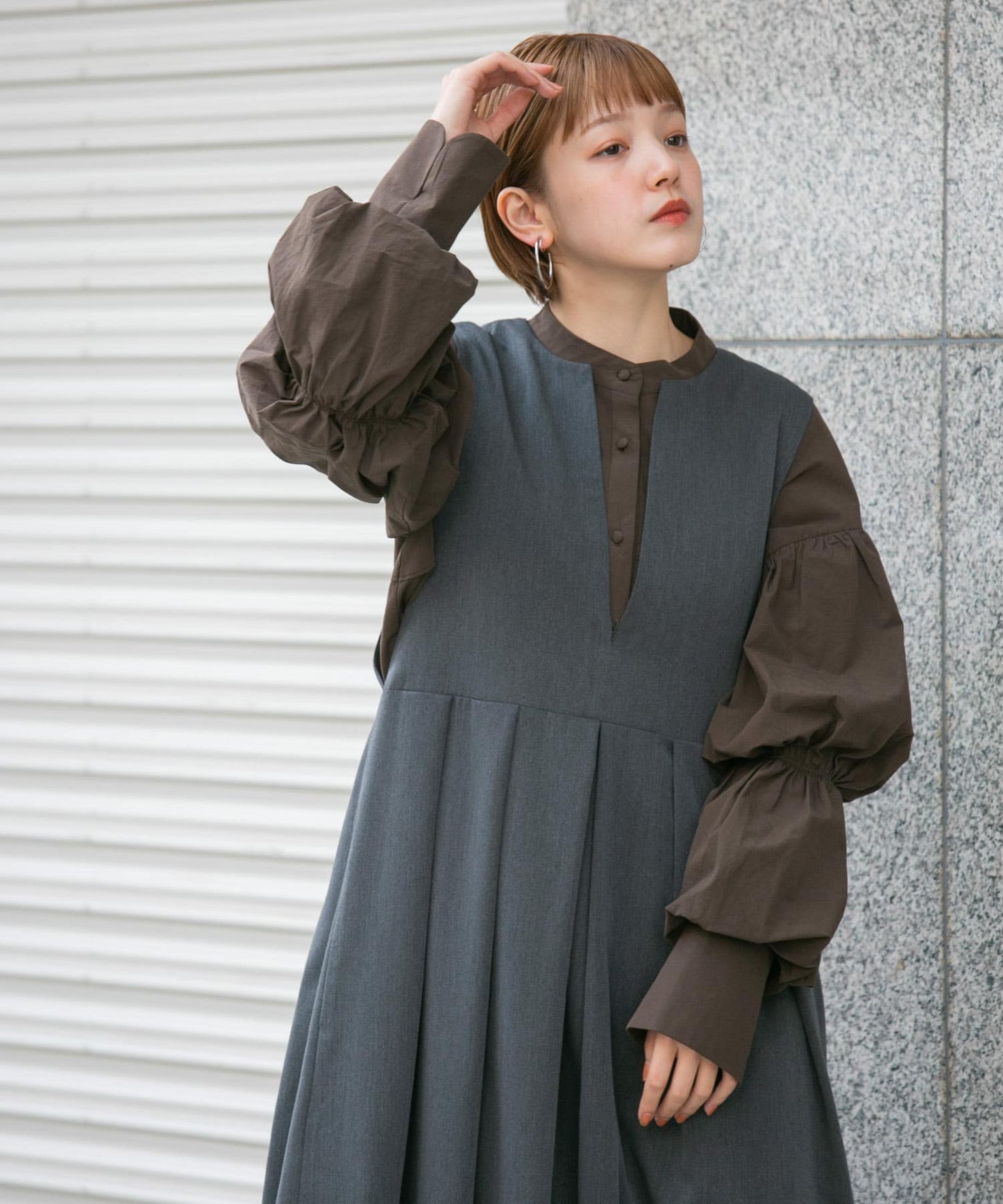 double sleeve shirt (brown) *JP