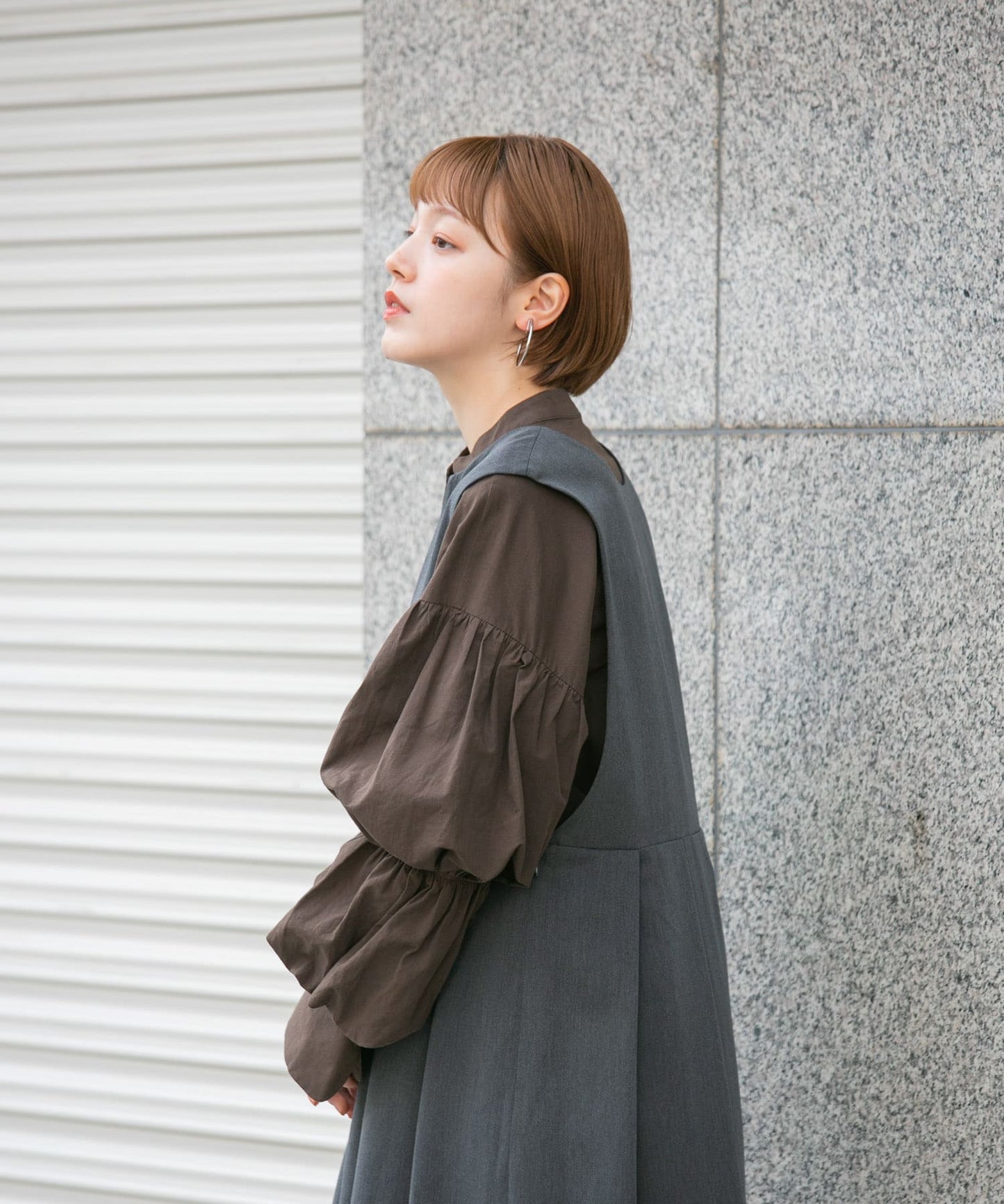 double sleeve shirt (brown) *JP