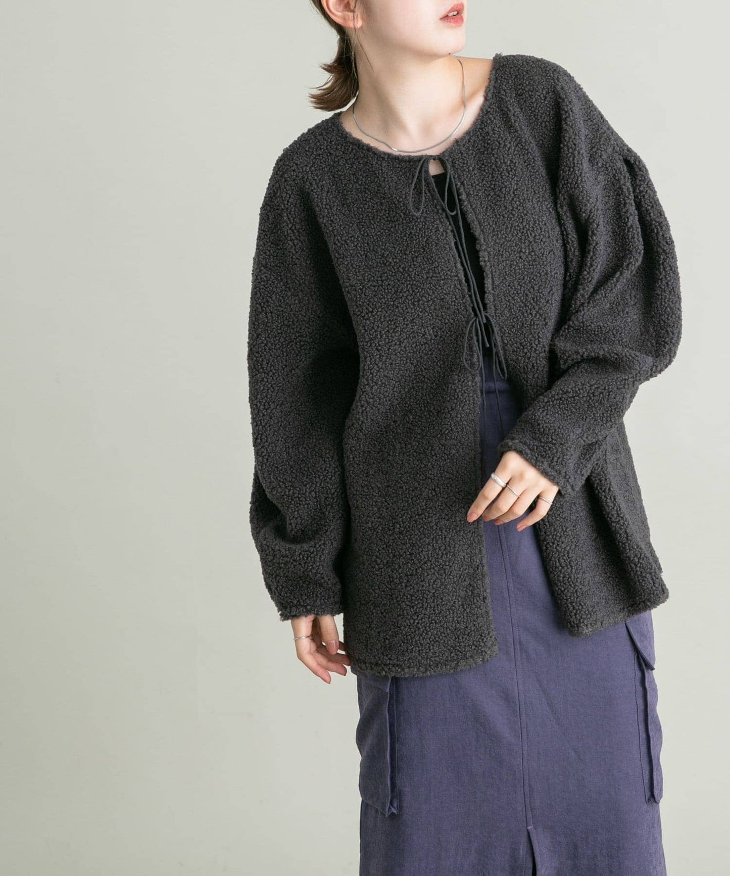 2way ribbon outer (charcoal) *JP