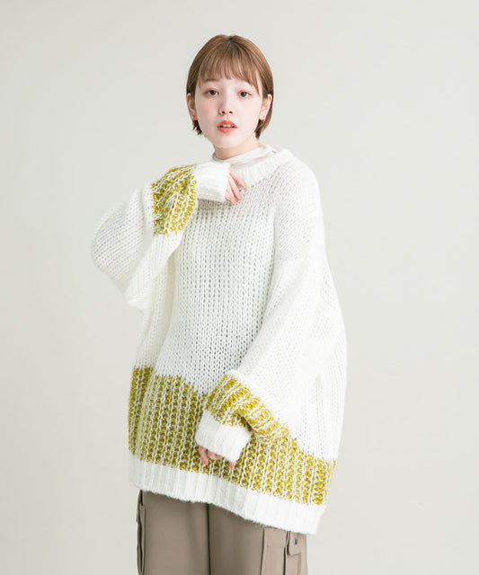 mesh bicolor knit (white)