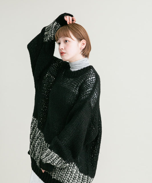 mesh bicolor knit (black)