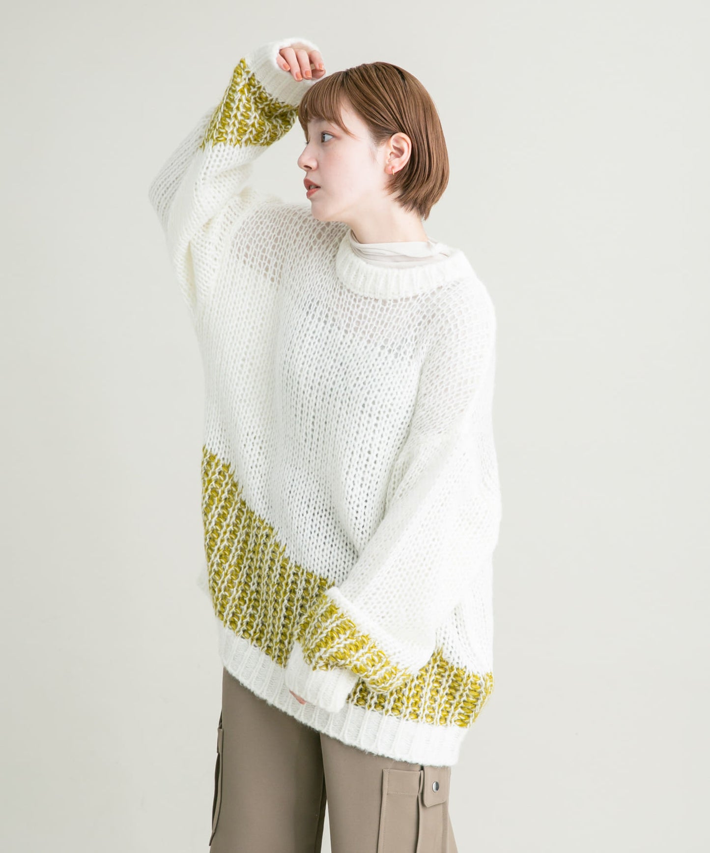 mesh bicolor knit (white)