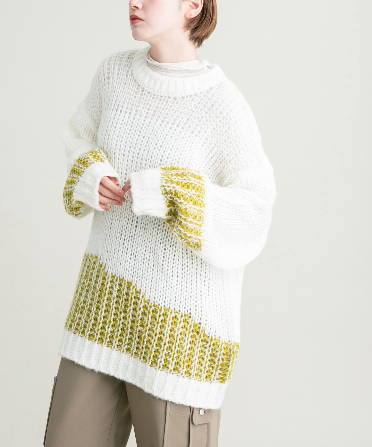 mesh bicolor knit (white)