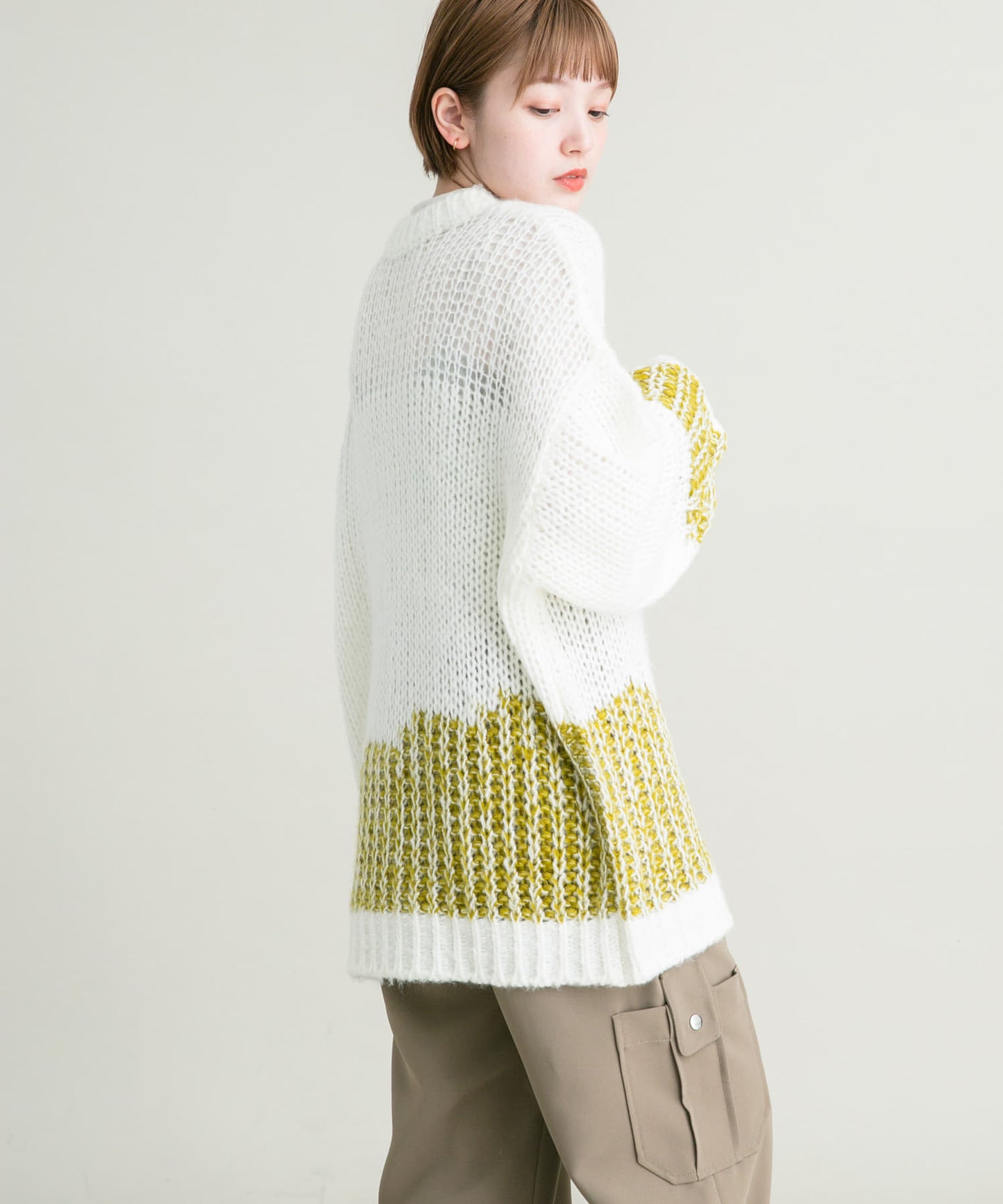 mesh bicolor knit (white)