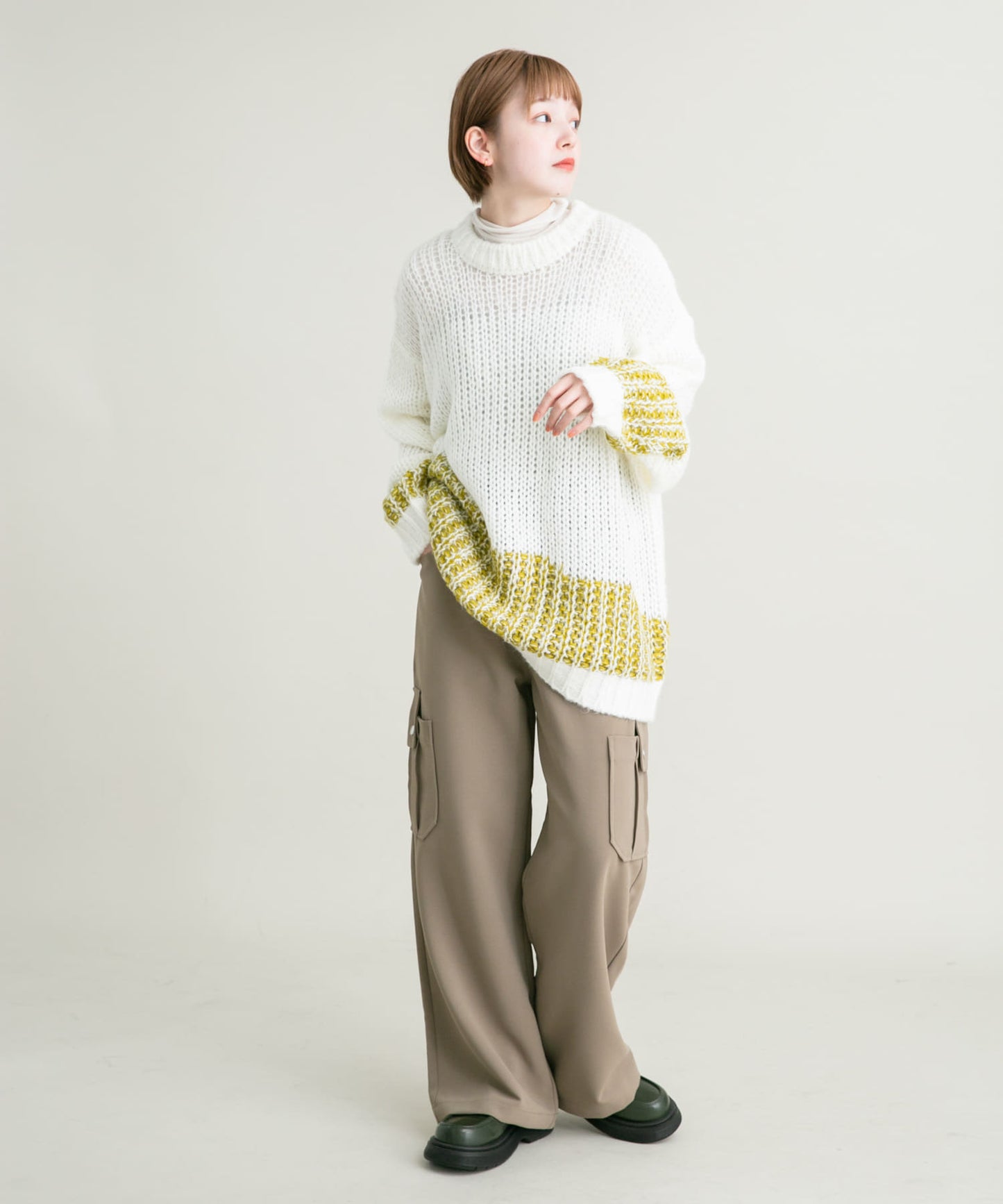 mesh bicolor knit (white)