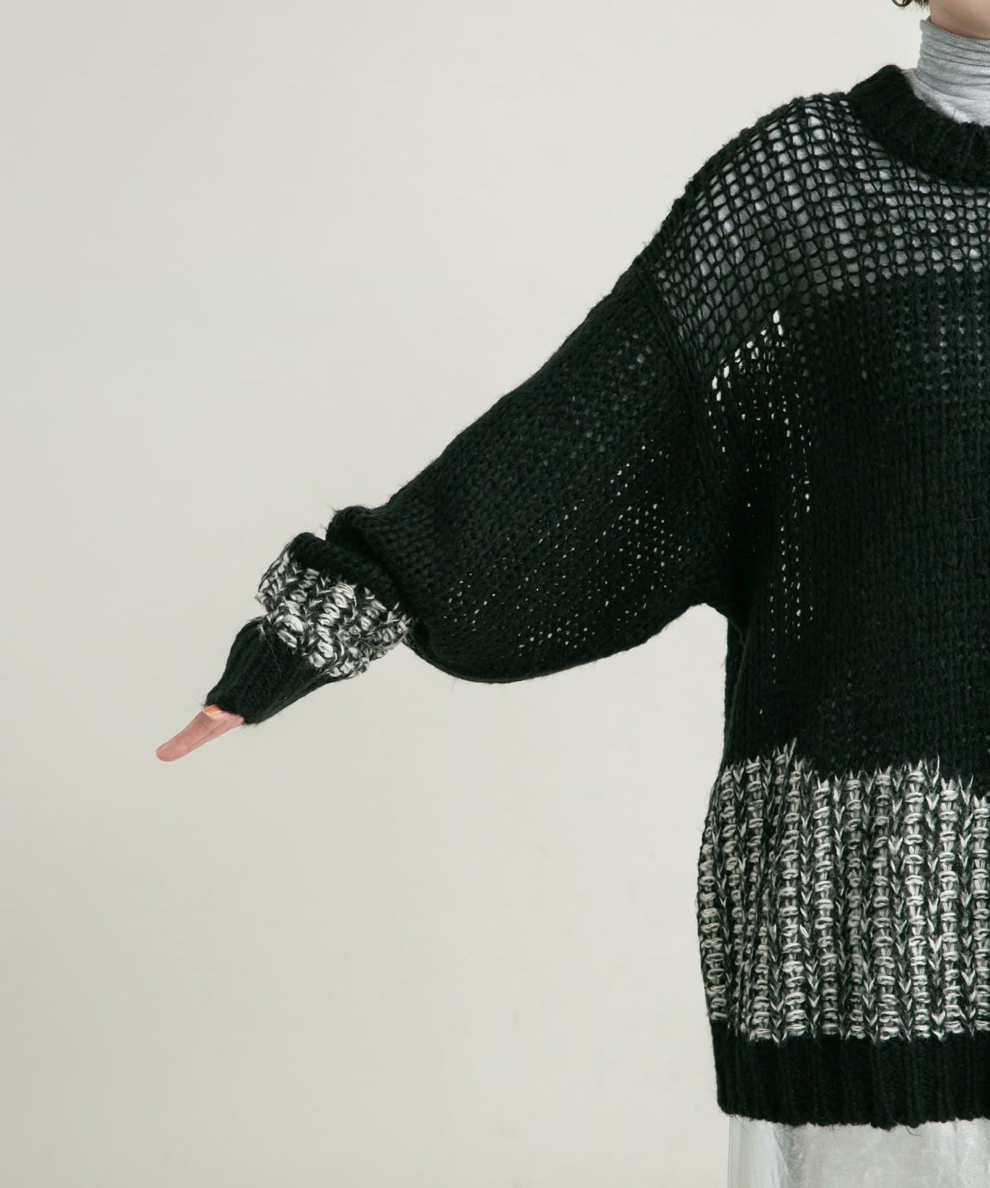 mesh bicolor knit (black)