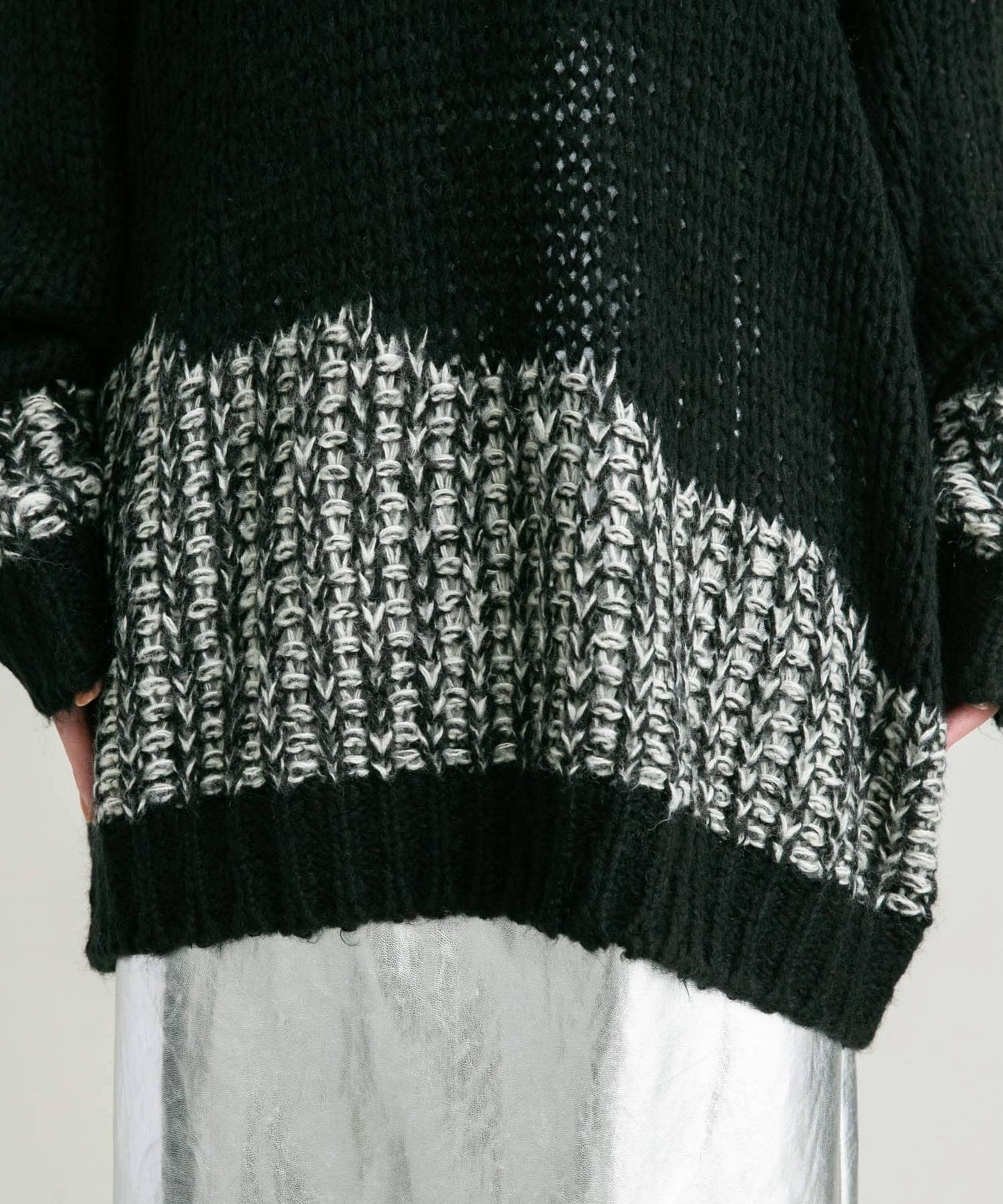 mesh bicolor knit (black)