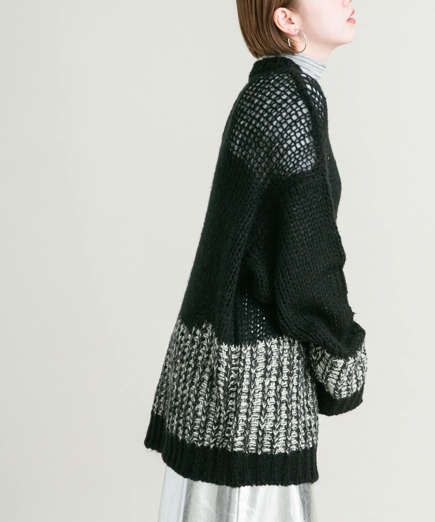 mesh bicolor knit (black)