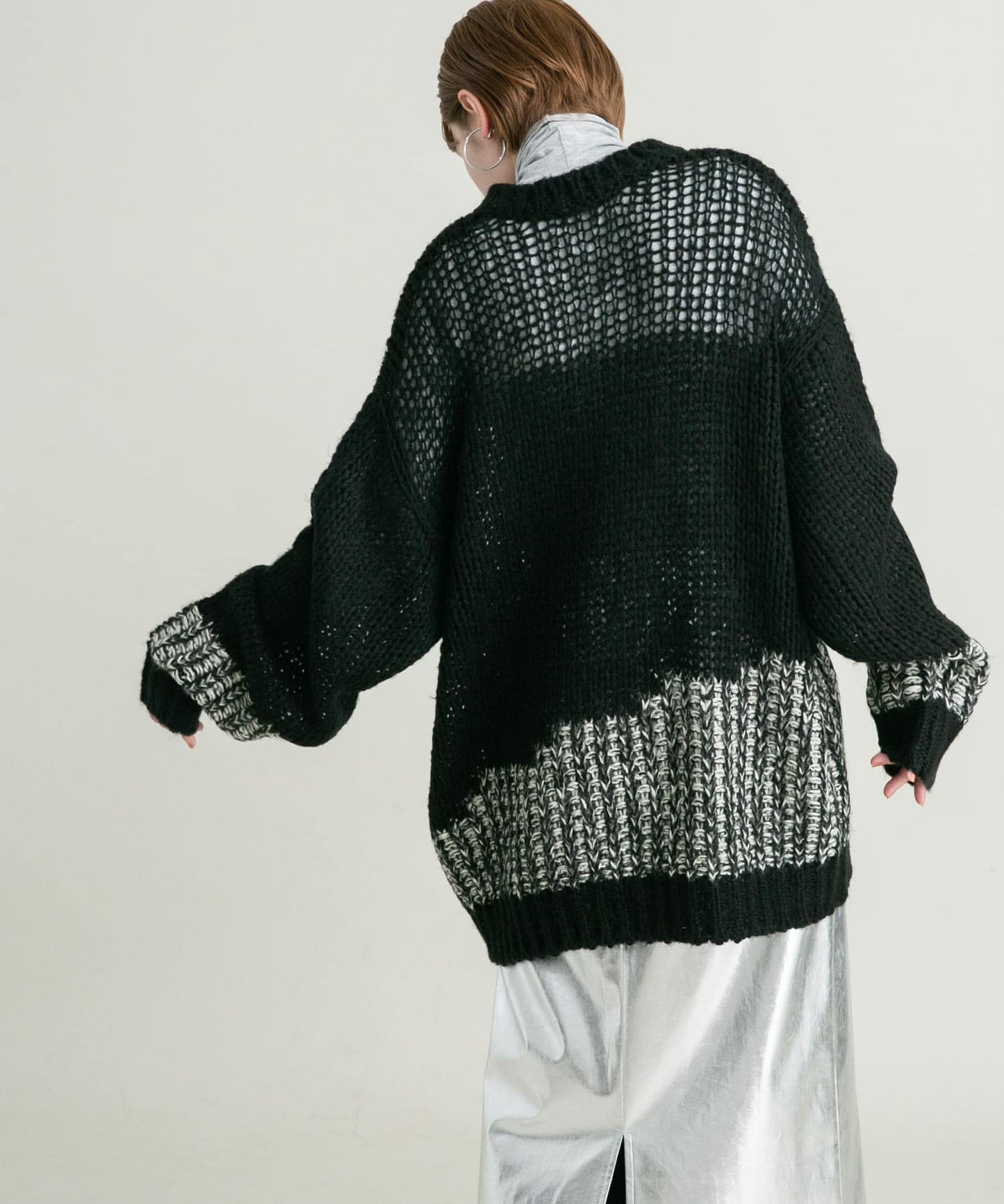 mesh bicolor knit (black)