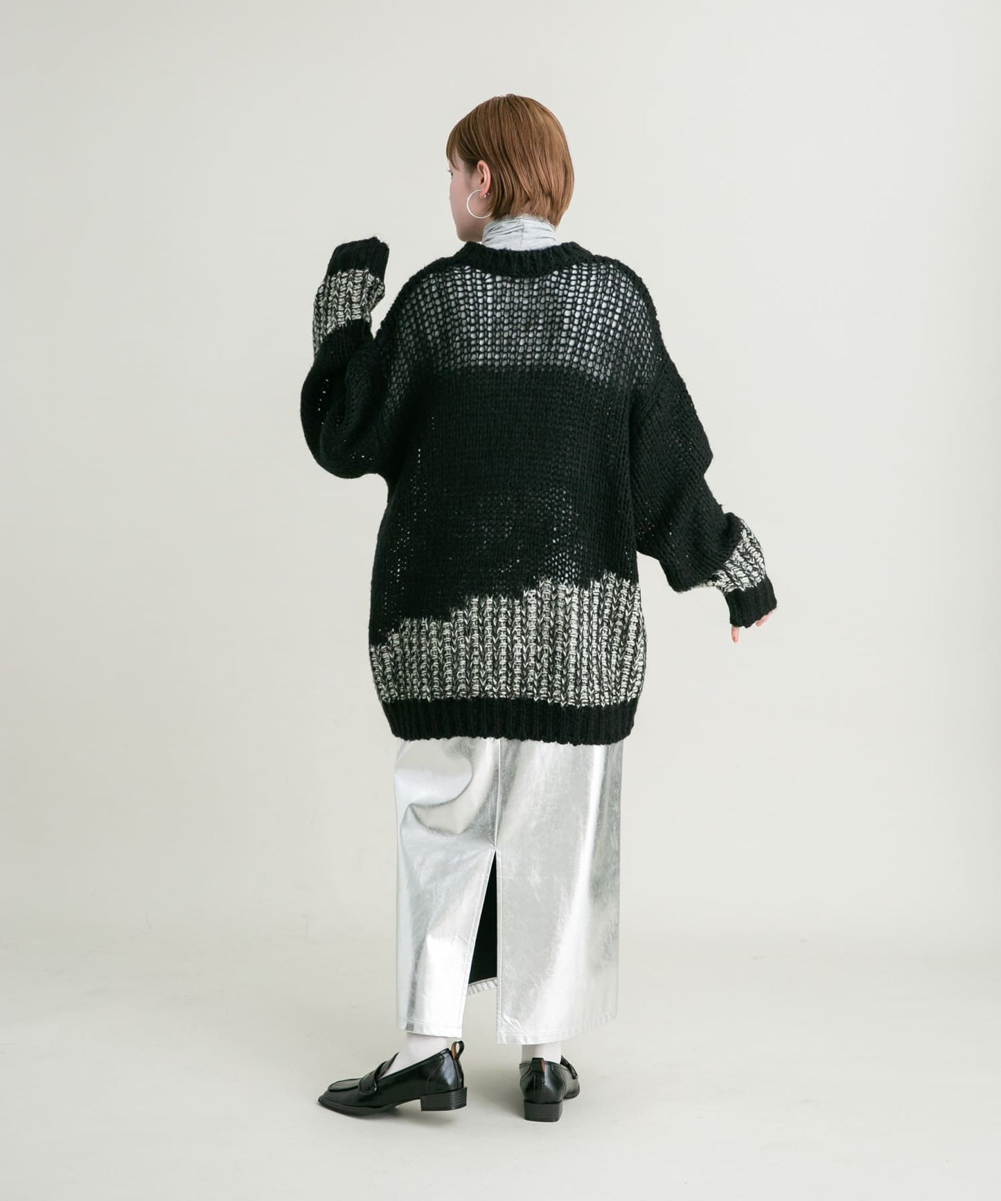 mesh bicolor knit (black)