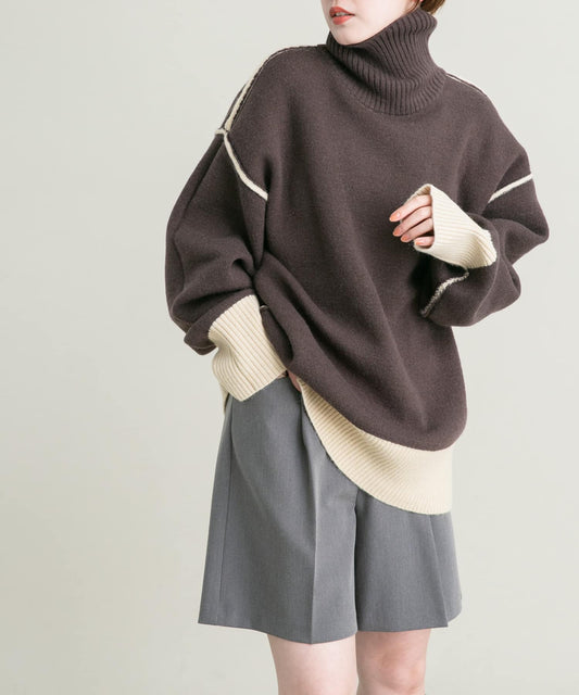 reversible over knit (beige x brown) *JP