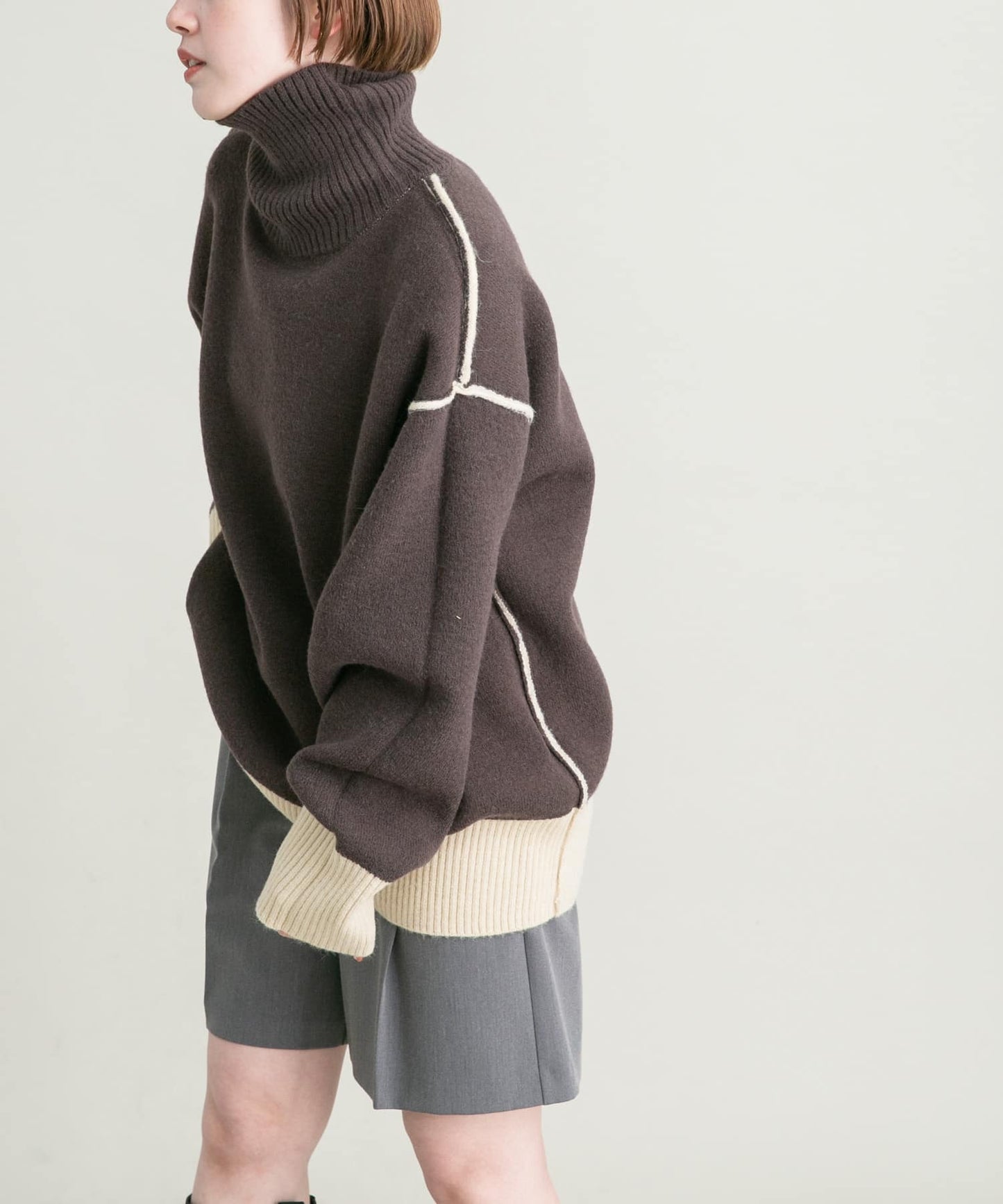 reversible over knit (beige x brown) *JP