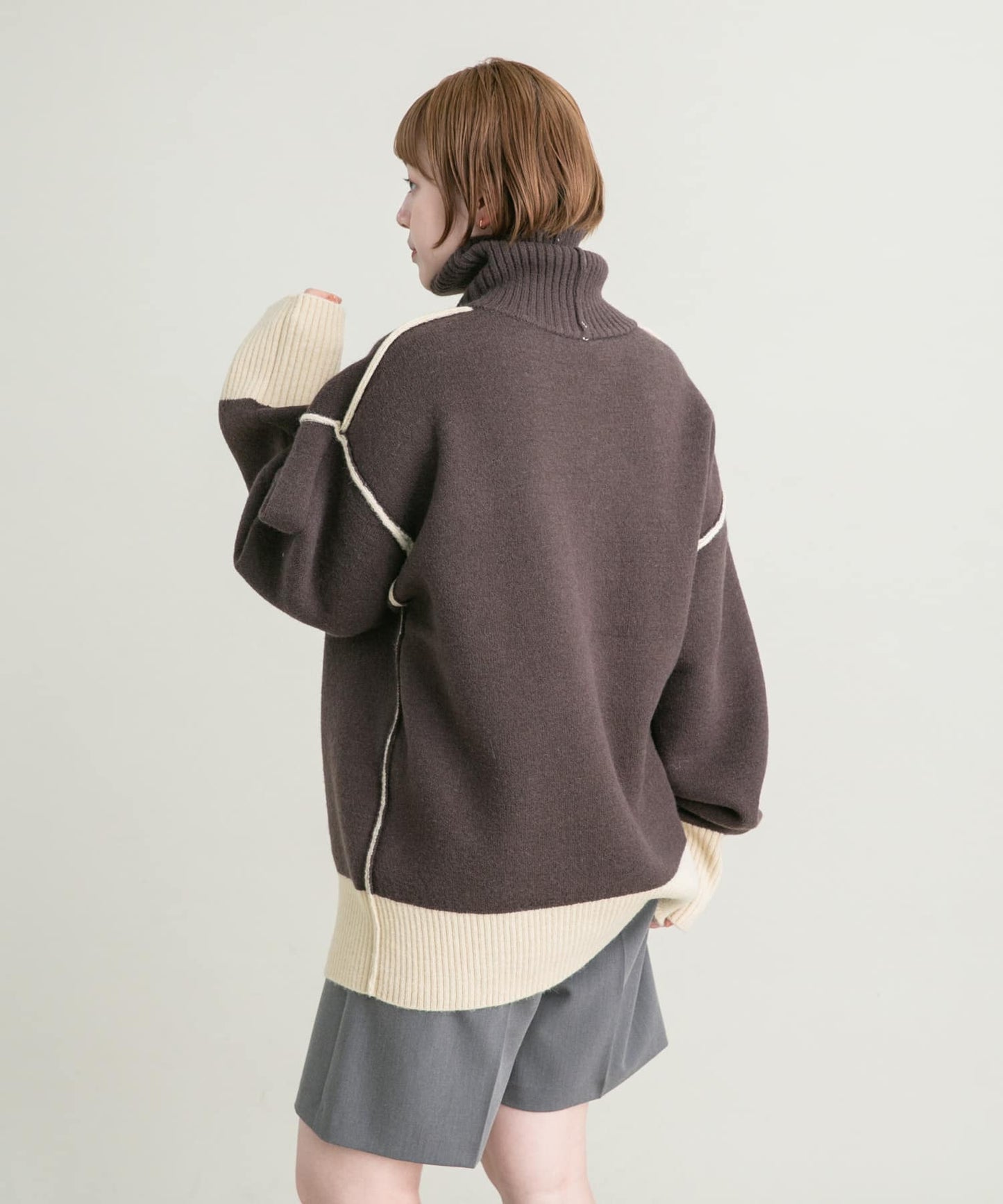 reversible over knit (beige x brown) *JP