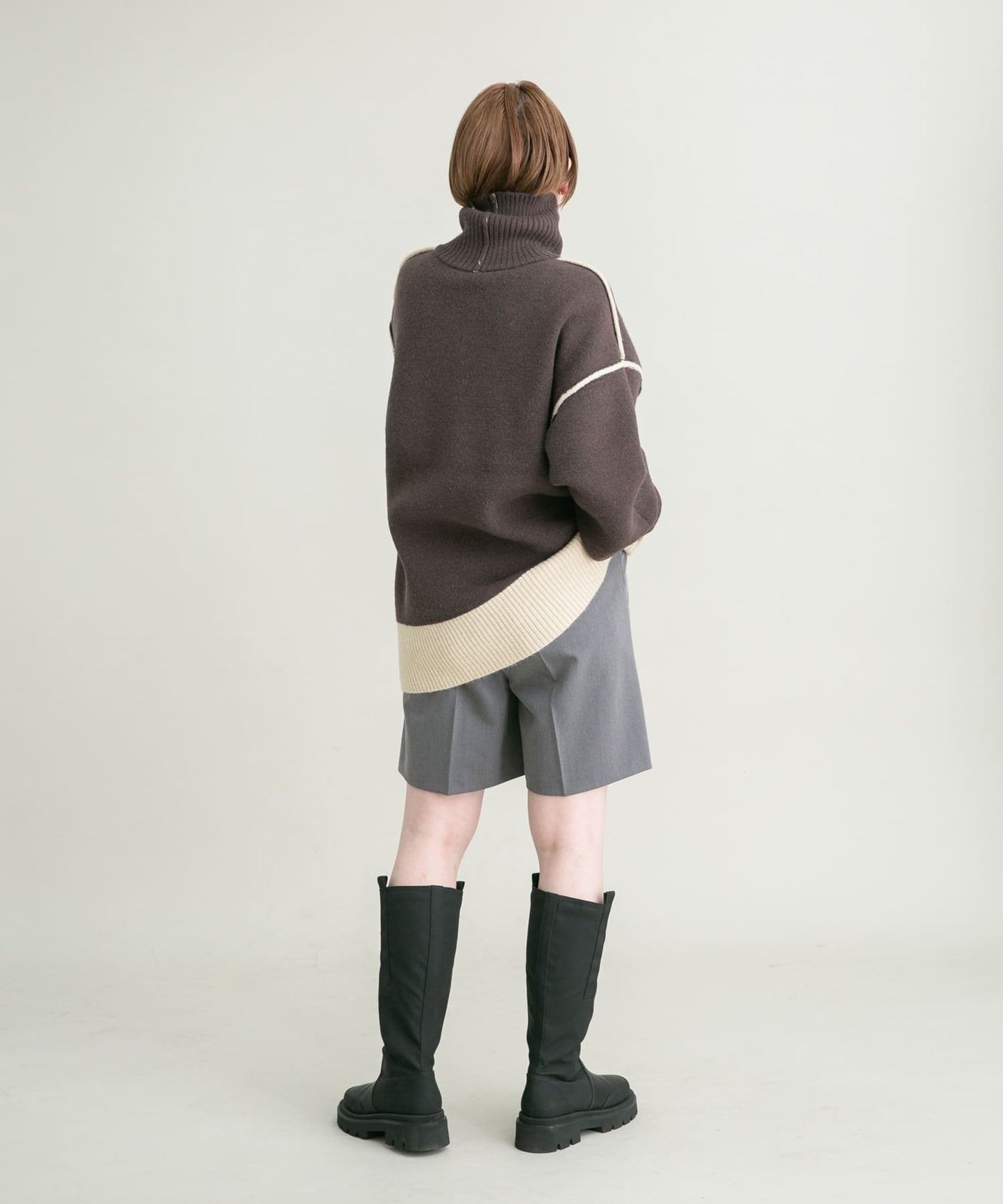 reversible over knit (beige x brown) *JP