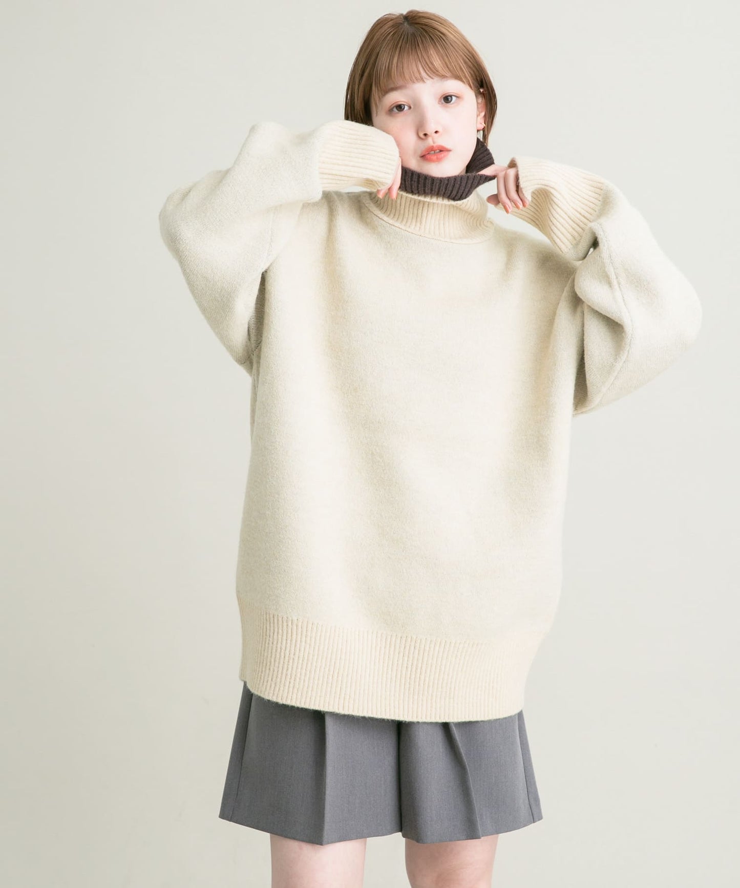 reversible over knit (beige x brown) *JP